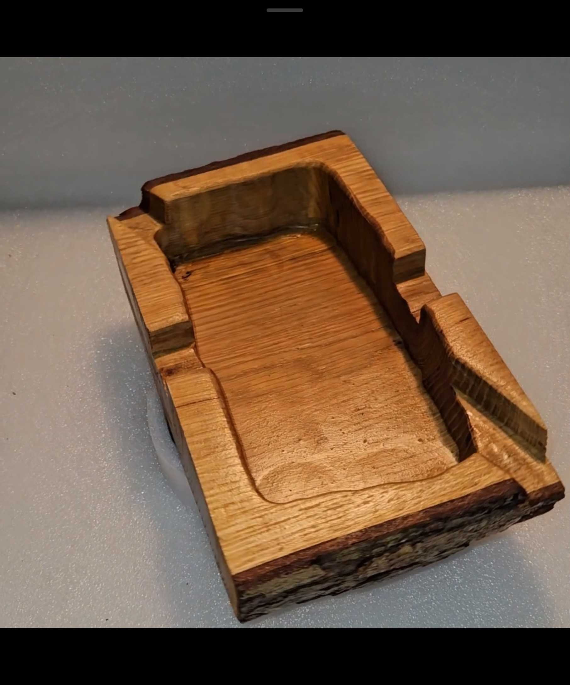 Handmade Solid Wood Red Oak Cigar Ashtray with slots In 2 Corners